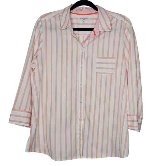 Foxcroft Orange Vertical striped size 16 button down non-iron shirt blouse - Picture 1 of 7